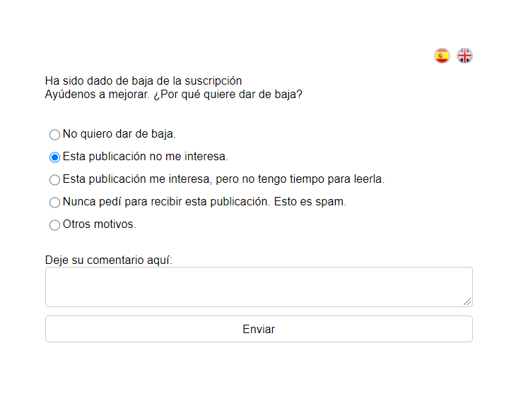 Cancelación de suscripción