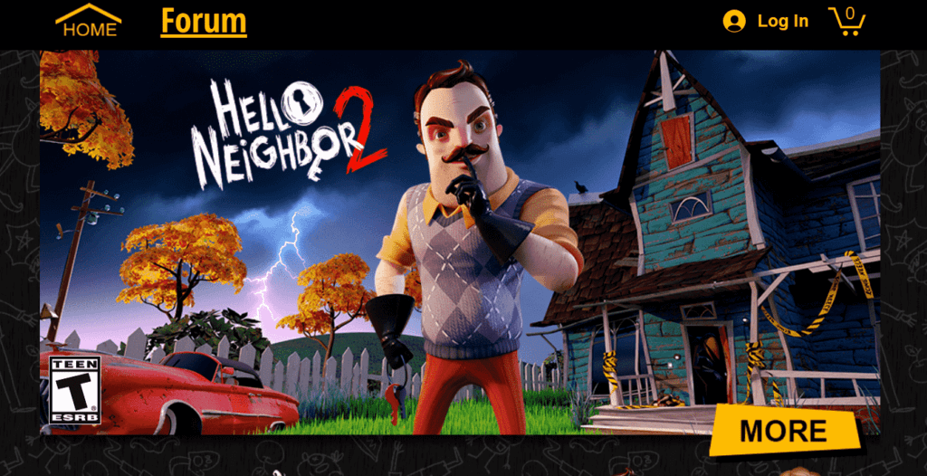 Ejemplos de sitios web creados con Wix Hello Neighbor videojuego