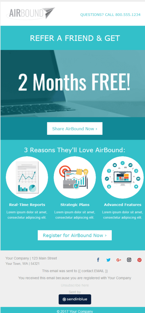 Plantilla de newsletter Airbound de Brevo