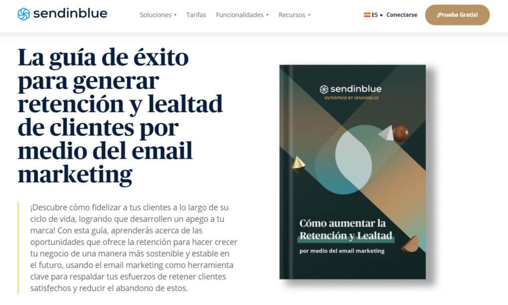Landing page de descarga de ebook de Brevo