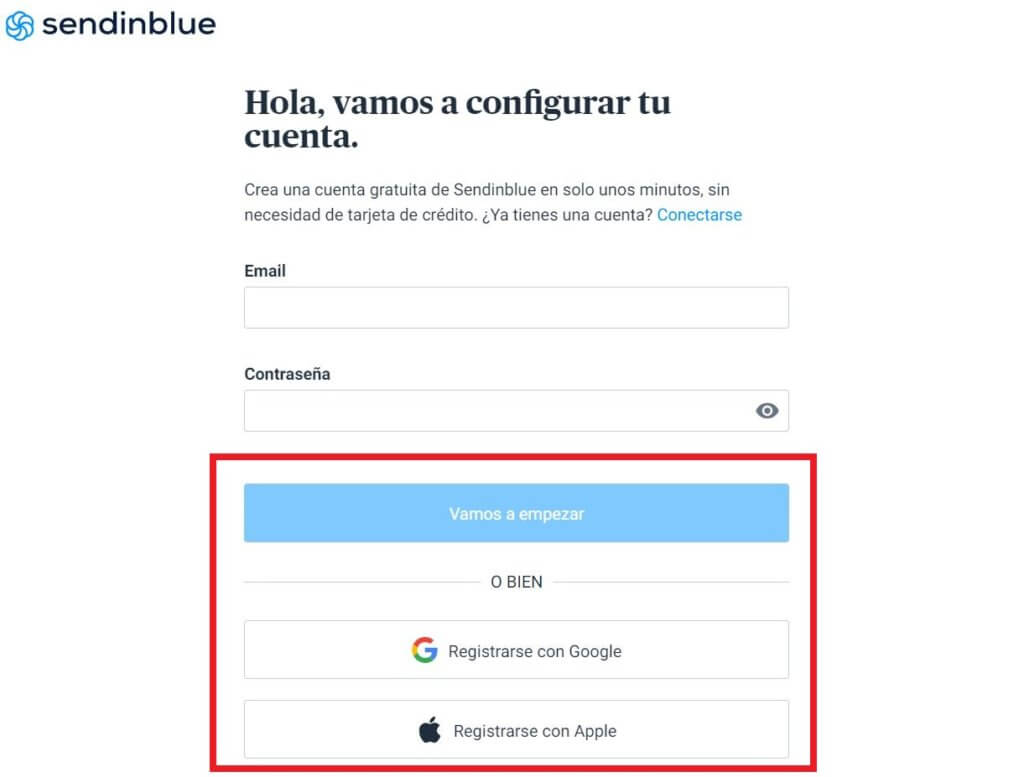 CTA del formulario de Sendinblue