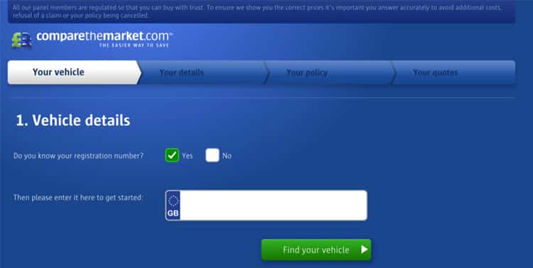 Diseño de formularios web con iconos the Comparethemarket